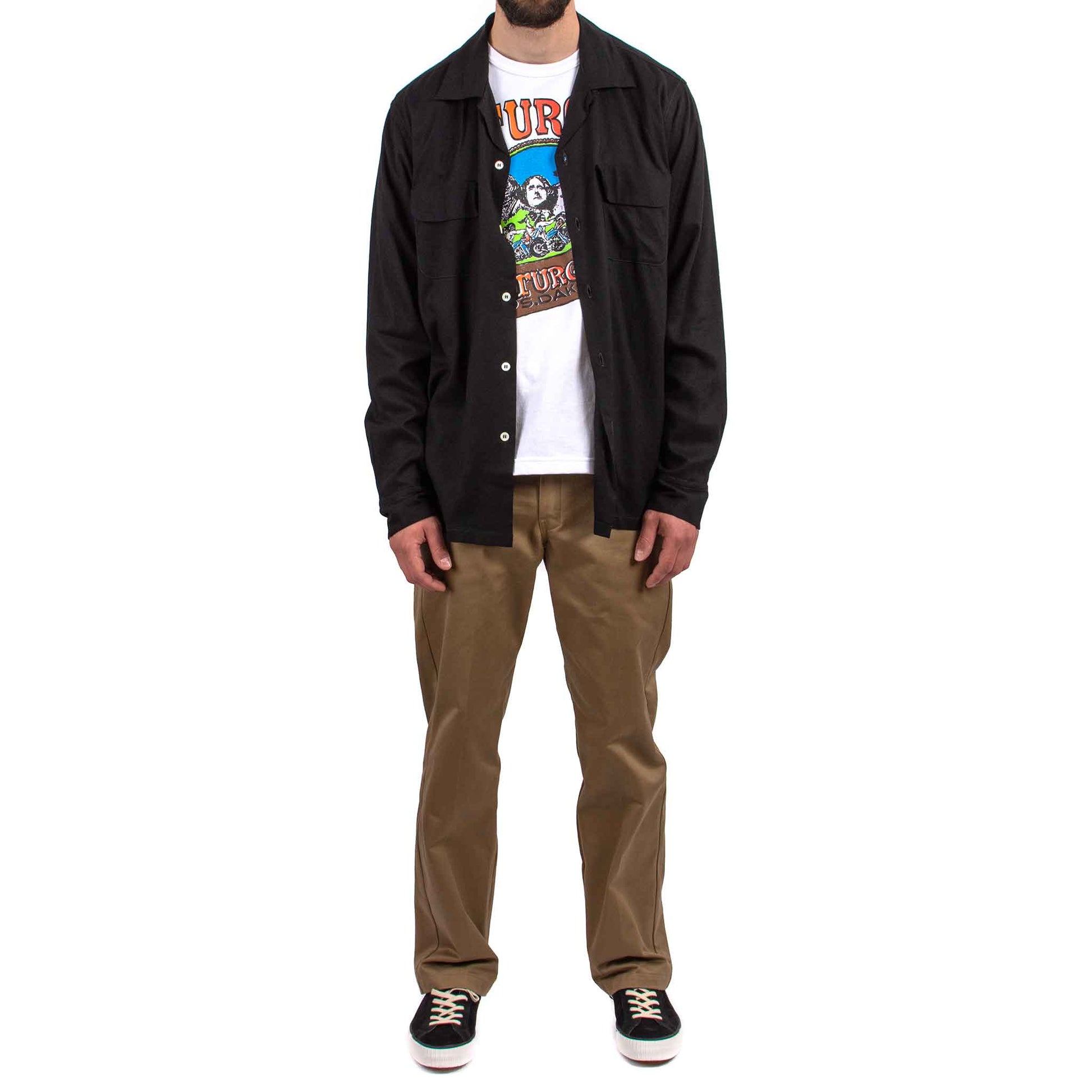 lost & found The Real McCoy's The Real McCoy's MS21009 Open Collar Rayon Shirt Black