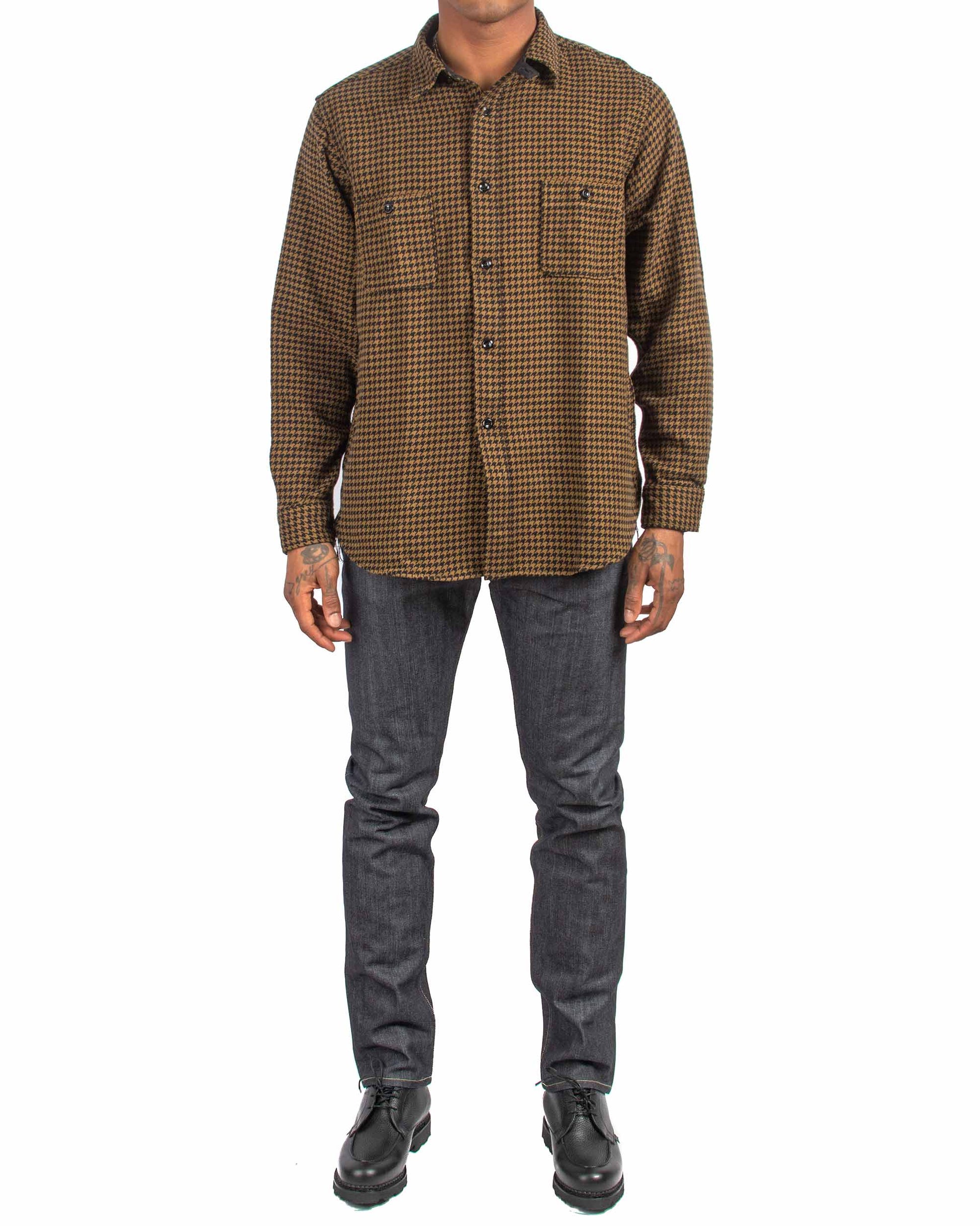 lost & found The Real McCoy's The Real McCoy's MS21102 8HU Houndstooth Flannel Shirt Mustard