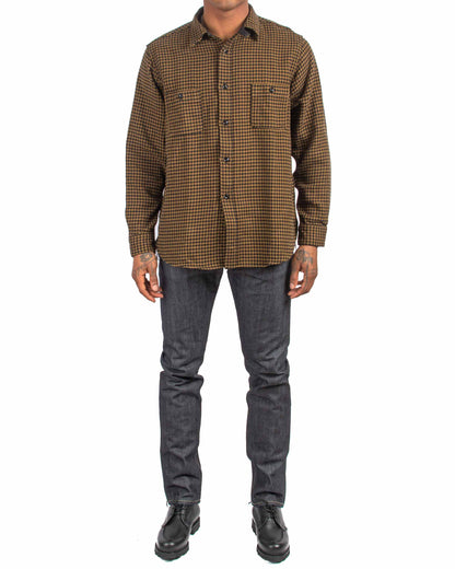 lost & found The Real McCoy's The Real McCoy's MS21102 8HU Houndstooth Flannel Shirt Mustard