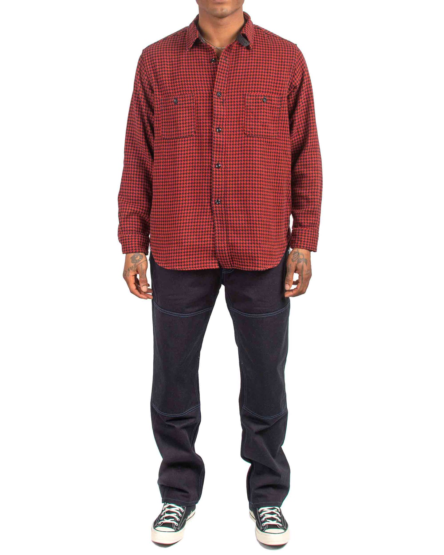 lost & found The Real McCoy's The Real McCoy's MS21102 8HU Houndstooth Flannel Shirt Red