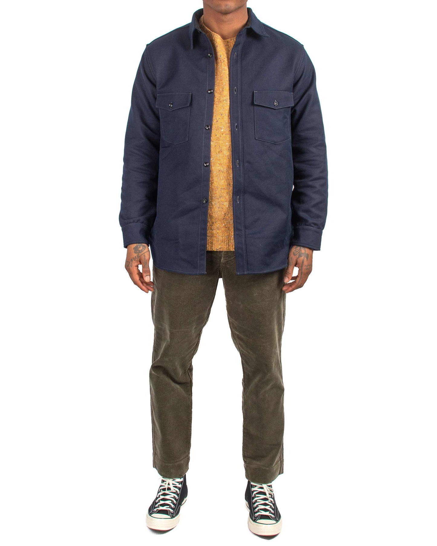 lost & found The Real McCoy's The Real McCoy's MS21104 8HU Heavy Moleskin Shirt Navy