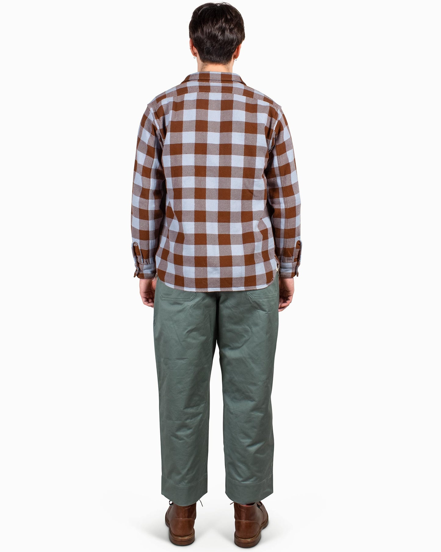 lost & found The Real McCoy's The Real McCoy's MS22104 8HU Buffalo Check Flannel Shirt Saxe/Brown