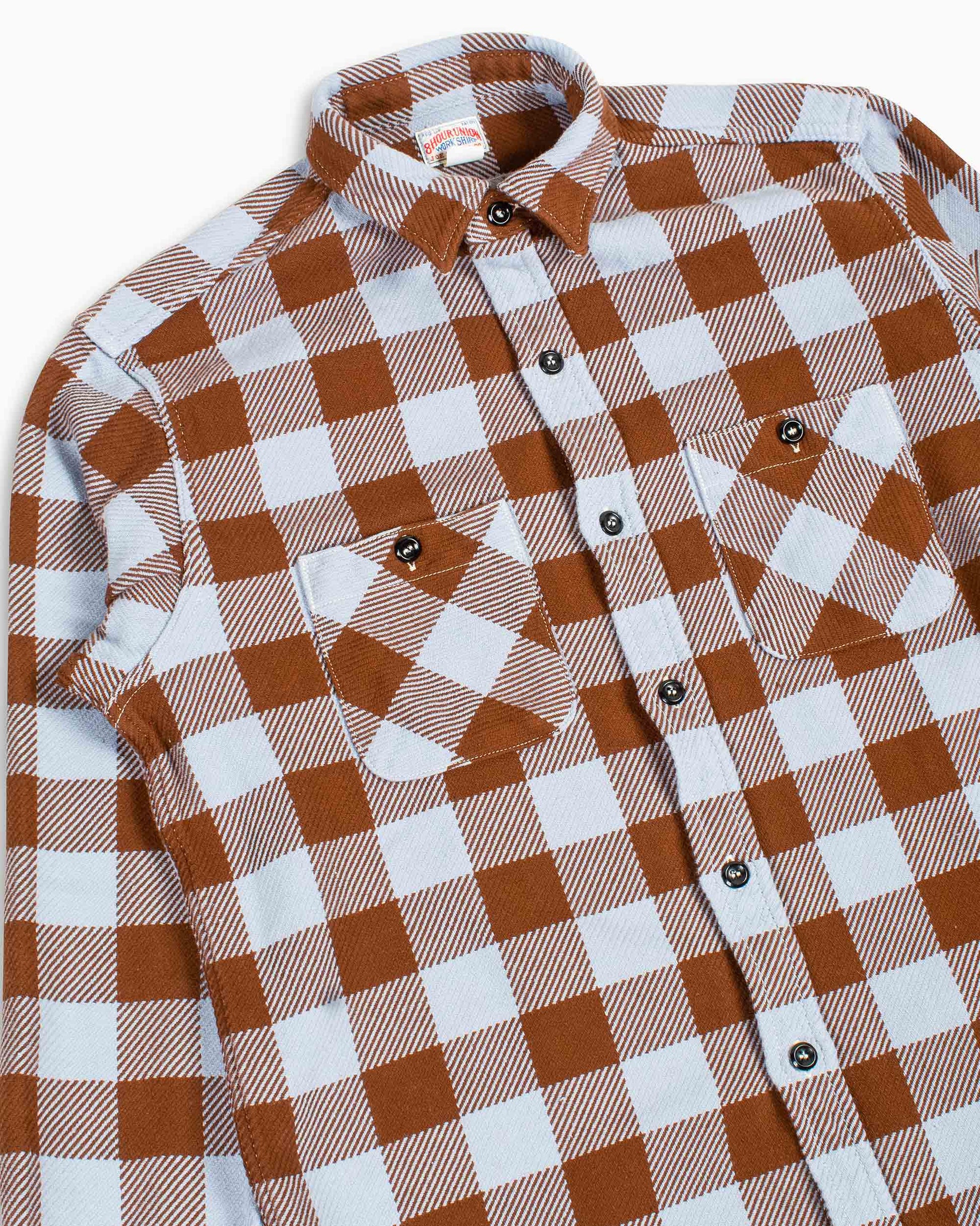 lost & found The Real McCoy's The Real McCoy's MS22104 8HU Buffalo Check Flannel Shirt Saxe/Brown