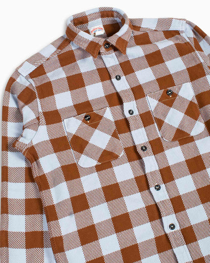 lost & found The Real McCoy's The Real McCoy's MS22104 8HU Buffalo Check Flannel Shirt Saxe/Brown