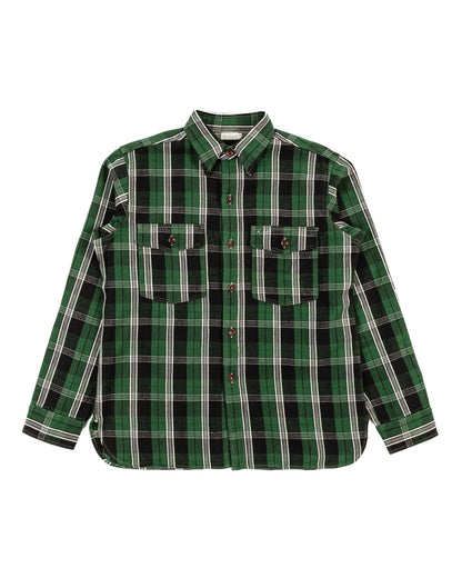 lost & found Warehouse Warehouse Lot. 3022 Flannel Shirt With Chinstrap G Pattern Green (One Wash)