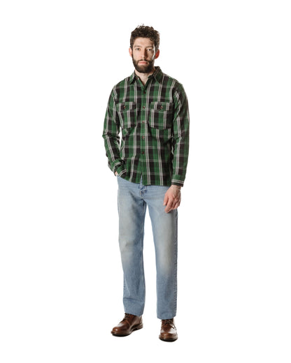 lost & found Warehouse Warehouse Lot. 3022 Flannel Shirt With Chinstrap G Pattern Green (One Wash)