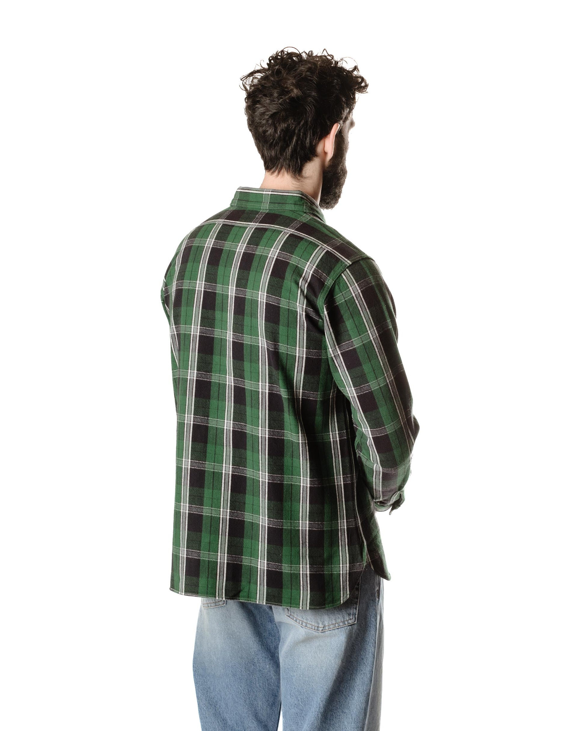 lost & found Warehouse Warehouse Lot. 3022 Flannel Shirt With Chinstrap G Pattern Green (One Wash)
