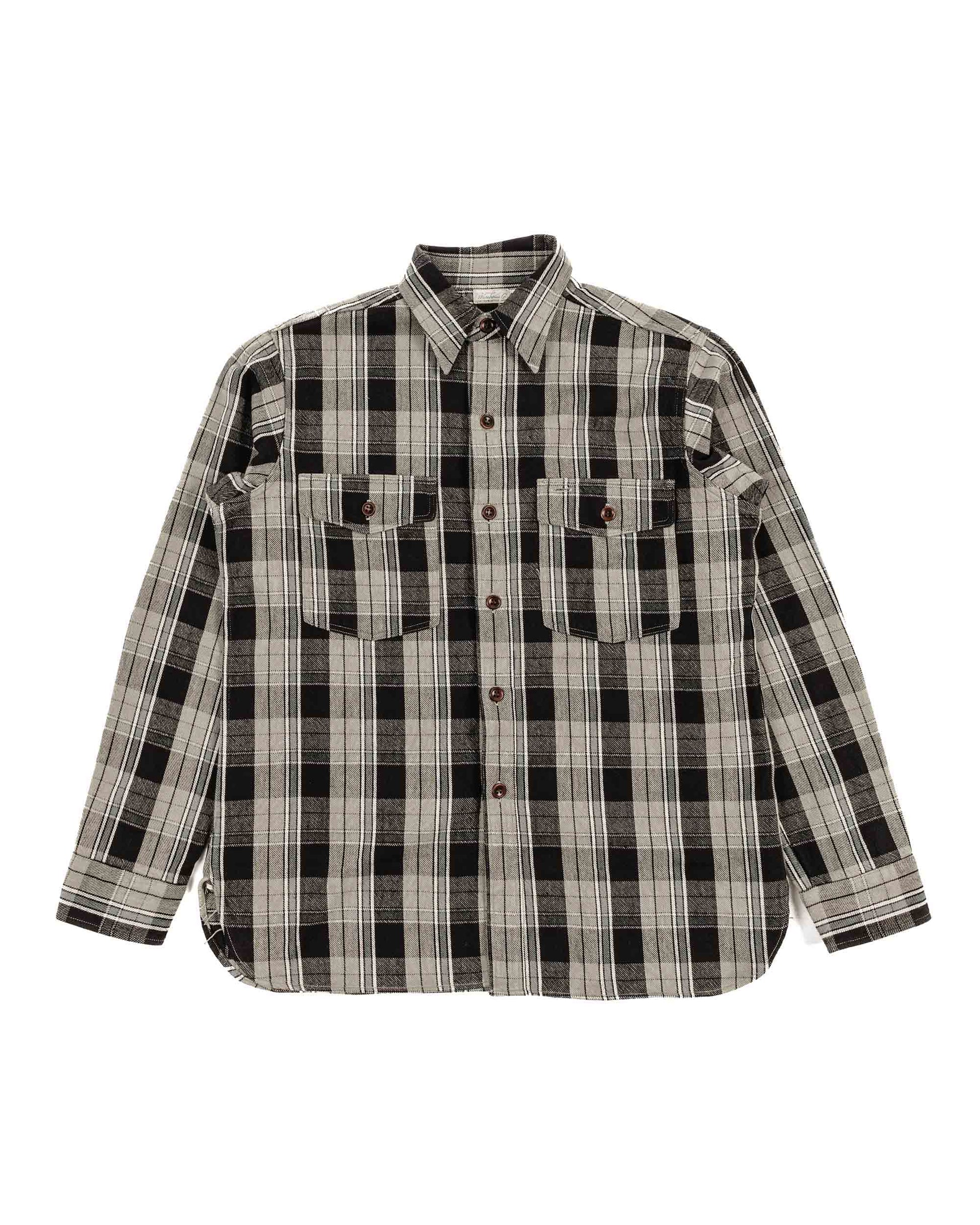lost & found Warehouse Warehouse Lot. 3022 Flannel Shirt With Chinstrap G Pattern Grey (One Wash)