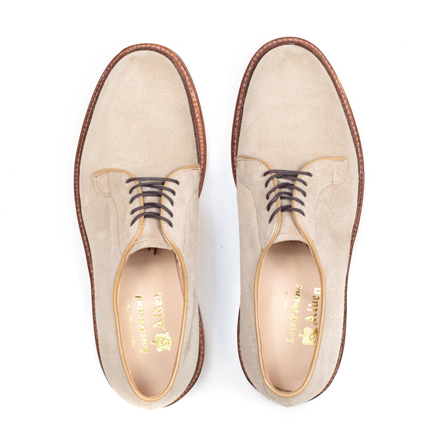 lost & found Alden Alden Plain Toe Blucher Milkshake Suede